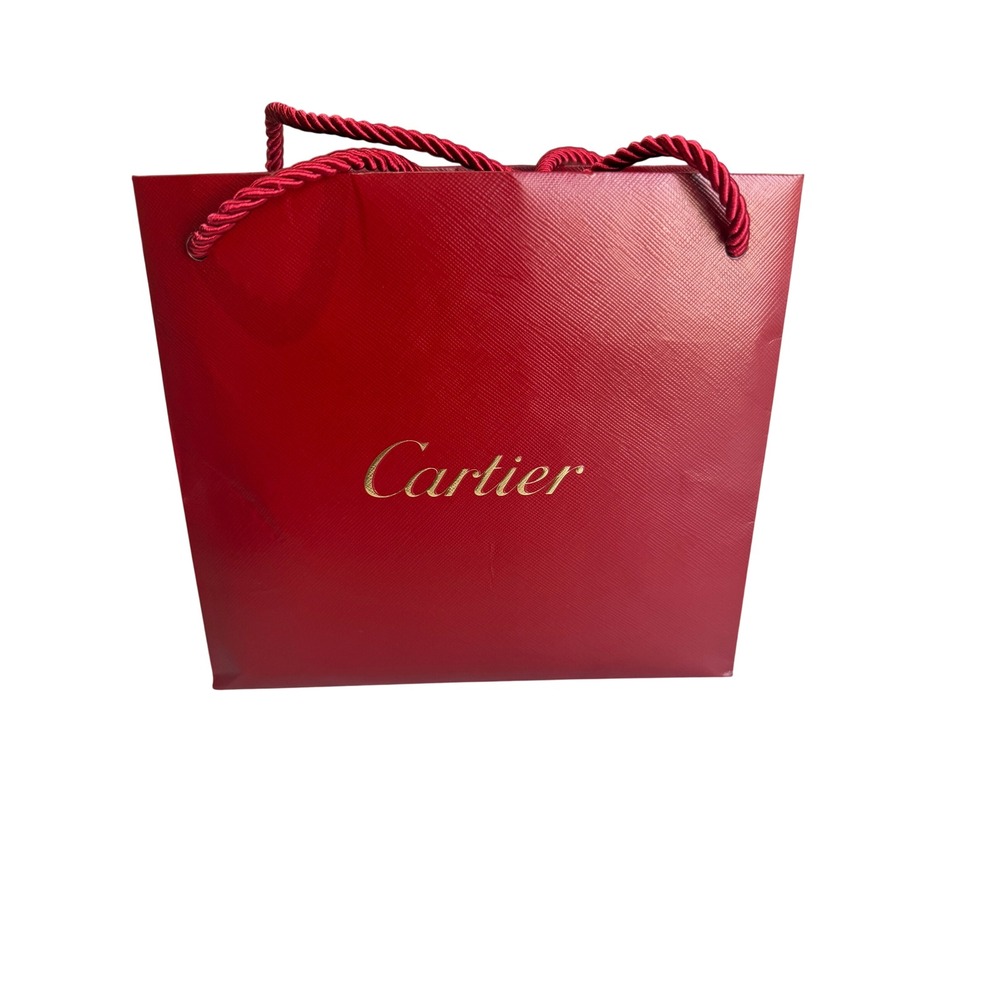 Cartier Shopping Bag Unisex Small Red Gold Logo Rope Handle 8x7x3